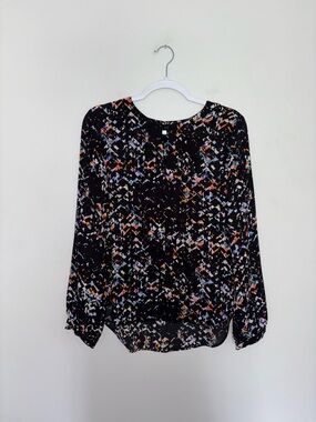 Alice Hope | Black Printed Keyhole Blouse